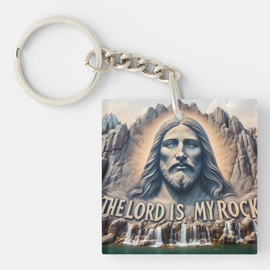 De Heer is mijn rots; PSALM 18;2 staat hoog Sleutelhanger (Voorkant)