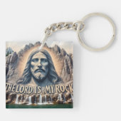 De Heer is mijn rots; PSALM 18;2 staat hoog Sleutelhanger (Achterkant)