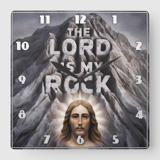 De Heer is mijn rots: Psalm 18:2 Vierkante Klok (Voorkant)