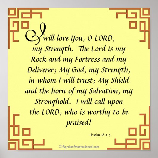 De Heer is mijn rotsbijbelprijsgebed Poster (Voorkant)