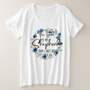 De Heer is mijn Shepherd 23:1 Bijbelverse psalm Grote Maat T-shirt