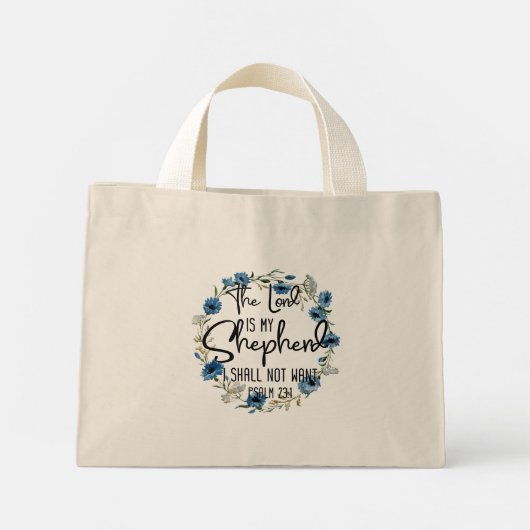 De Heer is mijn Shepherd | 23:1 Bijbelverse psalm Mini Tote Bag (Achterkant)