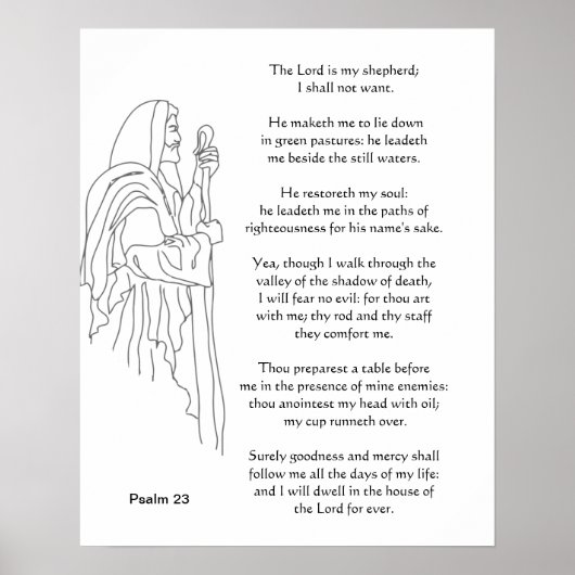 De Heer is mijn Shepherd 23rd Psalm Bijbelscriptie Poster (Voorkant)