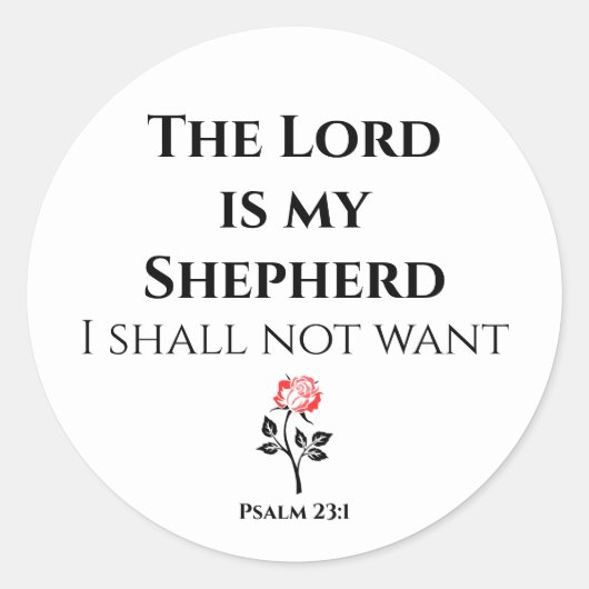 De Heer is mijn Shepherd, Psalm 23 Ronde Sticker (Voorkant)