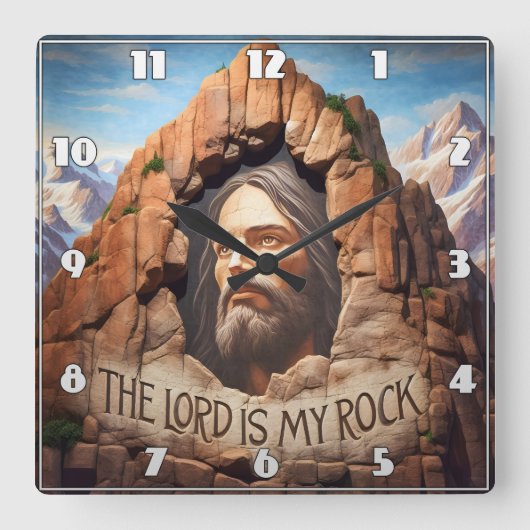 De Heer is mijn steen Vierkante Klok (Voorkant)