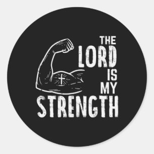 De Heer is mijn Sterke Arm Gym Christelijk Ronde Sticker