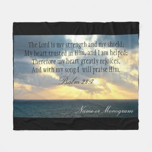 De Heer is mijn Sterke Psalm Christelijke Bijbel Fleece Deken (Voorkant (Horizontaal))