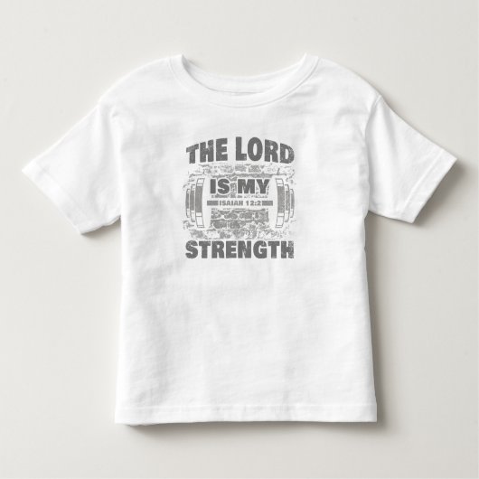 De Heer is Mijn Sterkte Isaiah 12:2 Christelijke T Kinder Shirts (Voorkant)