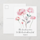 De Heer is nabij de gebroken harten met bloem Briefkaart (Voorkant / Achterkant)
