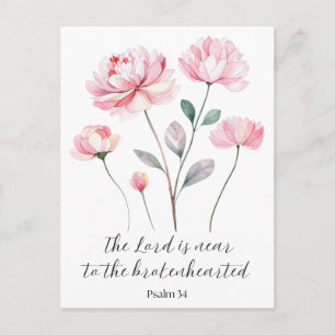 De Heer is nabij de gebroken harten met bloem Briefkaart