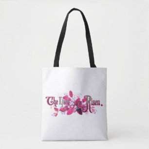 De Heer Is Opgewekt Vintage Paas Kunst Magenta Roz Tote Bag