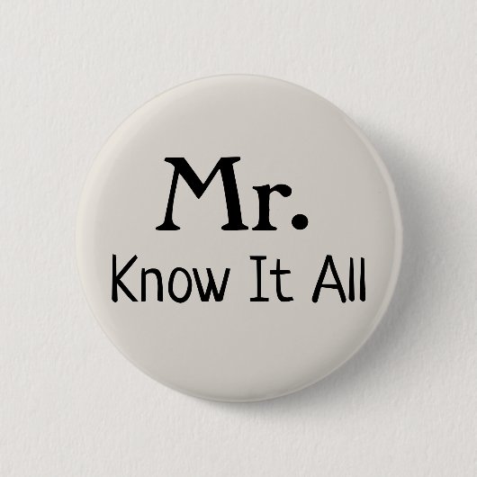 De heer Know It All Name Bord Ronde Button 5,7 Cm (Voorkant)