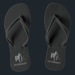 de heer Last Name Teenslippers met Silver Foil<br><div class="desc">De heer Last Name Teenslippers met Silver Foil Typografie. De teenslippers kunnen worden gekoppeld aan mevrouw Gold Teenslippers.</div>