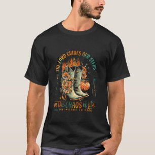 De Heer leidt onze stappen in de chaos van het lev T-shirt