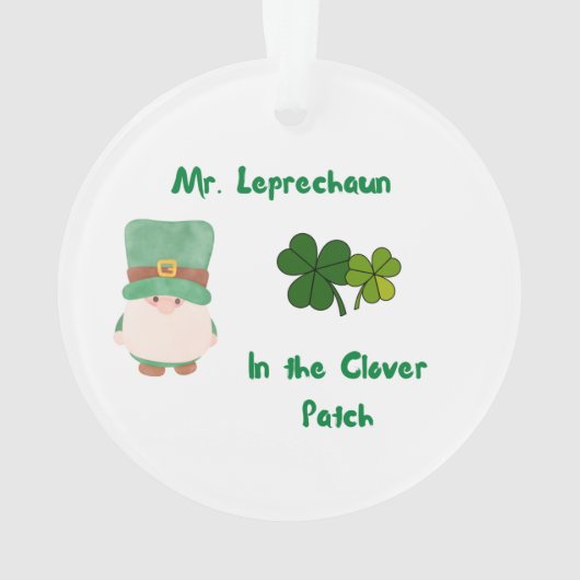 De heer Leprechaun in de klap op een Ornament (achterkant)