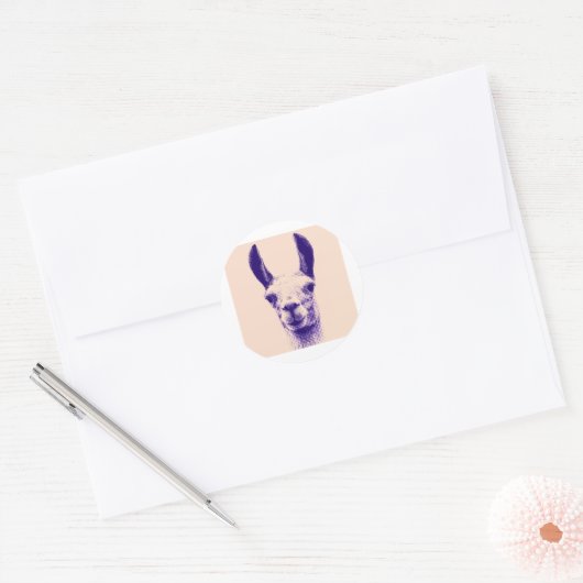 de heer Llama Ronde Sticker (Envelop)