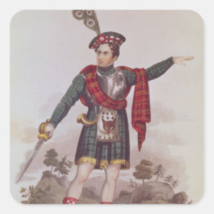 De heer Macready in de rol van Rob Roy Macgregor Vierkante Sticker