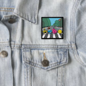de heer Mannen Abbey Road Walkers Vierkante Button 5,1 Cm (In situ)