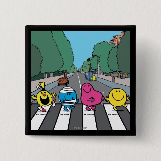 de heer Mannen Abbey Road Walkers Vierkante Button 5,1 Cm (Voorkant)