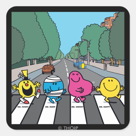 de heer Mannen Abbey Road Walkers Vierkante Sticker (Voorkant)