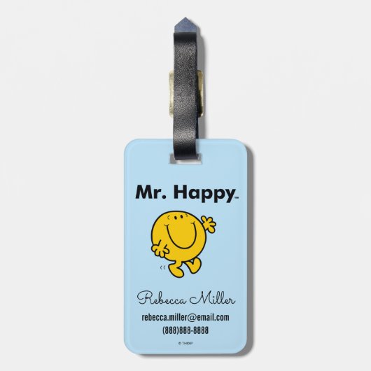 de heer Mannen | De heer Happy is altijd blij Bagagelabel (Achterkant verticaal)