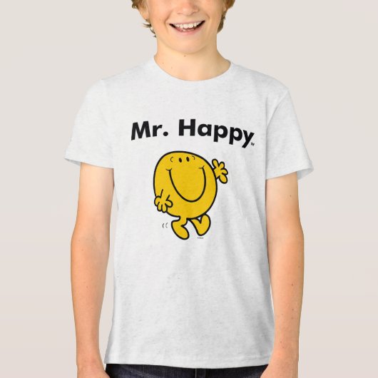 de heer Mannen | De heer Happy is altijd blij Tri-Blend Shirt (Voorkant)