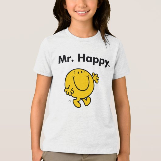 de heer Mannen | De heer Happy is altijd blij Tri-Blend Shirt (Voorkant)