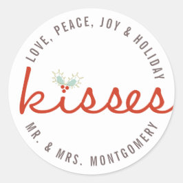 De heer & mevrouw 1st Kerstmis Mistletoes Holiday  Ronde Sticker