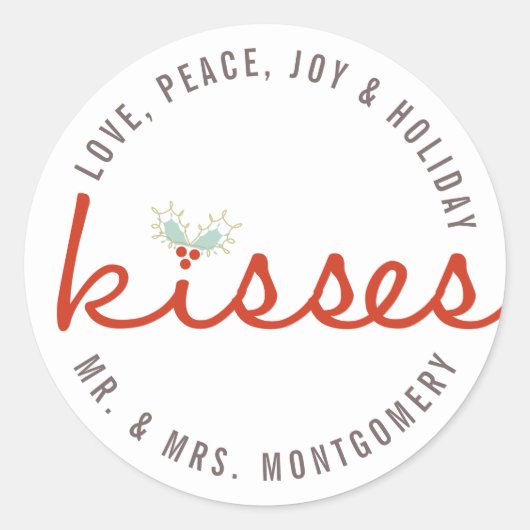 De heer & mevrouw 1st Kerstmis Mistletoes Holiday  Ronde Sticker (Voorkant)