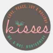 De heer & mevrouw 1st Kerstmis Mistletoes Holiday Ronde Sticker (Voorkant)