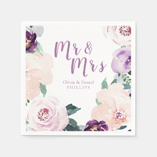De heer & mevrouw Blooming botanische paarse bruil Servet (Voorkant)