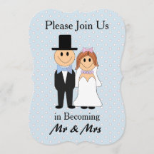 De heer & mevrouw Blue Bride en Groom Wedding Invi