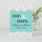 De heer & mevrouw Blue Wedding-uitnodigingen Kaart (Staand voorkant)