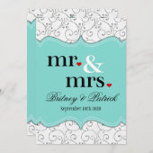 De heer & mevrouw Blue Wedding-uitnodigingen Kaart (Voorkant / Achterkant)