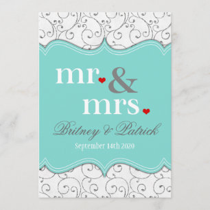 De heer & mevrouw Blue Wedding-uitnodigingen Kaart
