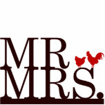 de heer & mevrouw Farmer Cake Topper Staand Fotobeeldje<br><div class="desc">Decoreer je trouwcake met deze eenvoudige,  maar aanstootgevende taart van Kcustom by Kris. Er staat "Mr." en "Mrs." met een kip en rooster tussen hen. Neem contact met me op om deze taart bovenaan aan te passen met je trouwkleuren.</div>