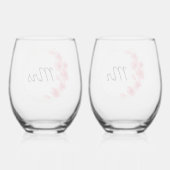 De heer & mevrouw Hand Geschilderde Print Wijnglas Zonder Voet (Achterkant)