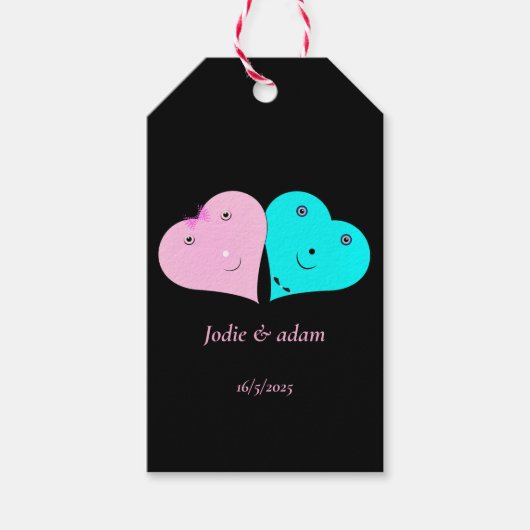 de heer & mevrouw hearts cadeaulabel (Voorkant)