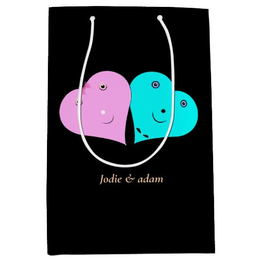 de heer & mevrouw hearts medium cadeauzakje (Voorkant)