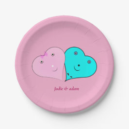 de heer & mevrouw hearts papieren bordje