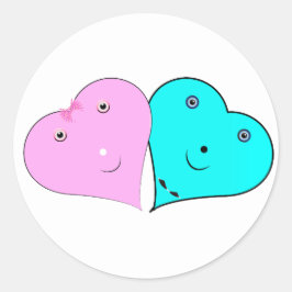de heer & mevrouw hearts ronde sticker
