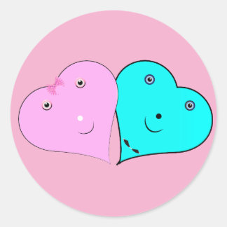 de heer & mevrouw hearts ronde sticker