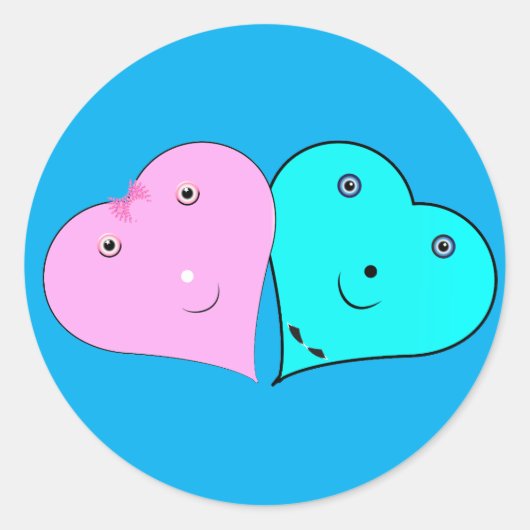 de heer & mevrouw hearts ronde sticker (Voorkant)