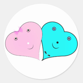 de heer & mevrouw hearts ronde sticker