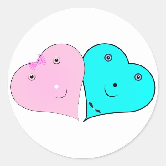 de heer & mevrouw hearts ronde sticker (Voorkant)