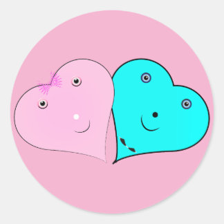 de heer & mevrouw hearts ronde sticker