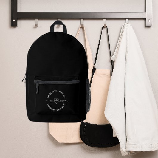 de heer mevrouw honeymoon zwart wit newlyweds bedrukte rugzak