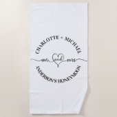 de heer mevrouw honeymoon zwart wit newlyweds strandlaken (Voorkant)