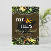 De heer & mevrouw Hunting Camo Brown Wedding Invit Kaart (Staand voorkant)
