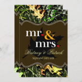 De heer & mevrouw Hunting Camo Brown Wedding Invit Kaart (Voorkant / Achterkant)